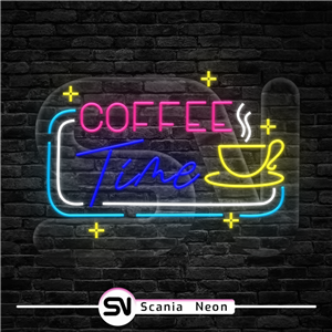تابلو نئون کافی تایم ( coffee time ) , تابلو نئون کافه کد 031ترانس