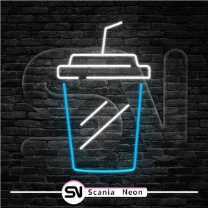 تابلو نئون لیوان نوشیدنی مدل 2 , تابلو نئون فست فود کد 021ترانس