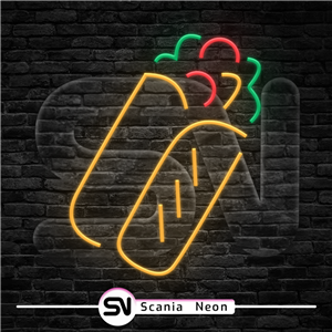 تابلو نئون ساندویچ با نان لواش , تابلو نئون فست فود کد 025ترانس