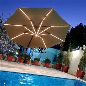 چتر پایه کنار باغی الومینیوم گرد 3ونیم متری گیر بکس دار