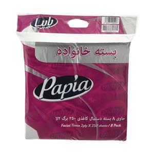 دستمال کاغذی رومیزی اقتصادی 8عددی پاپیا 250برگ دولا