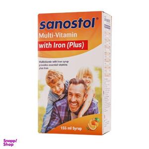 شربت مولتی ویتامین آهن دار سانستول حجم 155 میلی لیتر