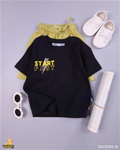 تیشرت مشکی مانکی طرح FAST کد 1452 گروه سنی 3 تا 10 سال