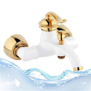 شیرآلات شیرحمام مدل بامبو سفید طلایی سنگین وزن  سفید