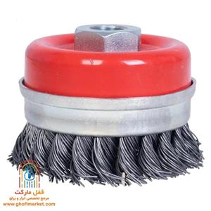 برس کاسه ای بافته 100×19 طوقدار فولادی جهان برس مدل 0673