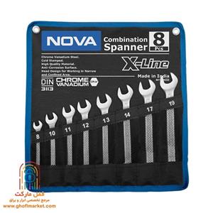 مجموعه 8 عددی آچار یکسر تخت یکسر رینگی نووا سری X-LINE