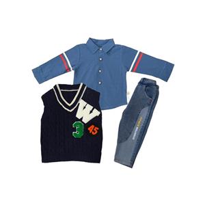 ست3تکه ژیله و بلوز و شلوار وارداتی بچگانه مدل کالج کوچولو(1-5سال)