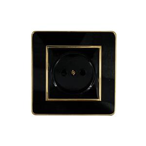 پریز بدون ارت مدل ویترا با قاب مشکی طلایی جهان الکتریک FK4031