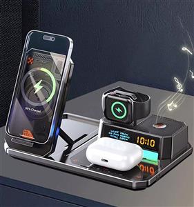 استند شارژ وایرلس چند کاره ۶ در ۱ گرین لاین مدل GN6IN1MFWCBK - Green Lion Multi Functional Wireless Charger 6-1