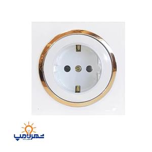 پریز برق ارت دار آوا پلکسی سفید زه طلایی دلند الکتریک