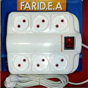 سیم رابط سیار 6 خانه فریدالکتریک با سیم 5 متری و مغزی پلی آمید (مقاوم در برابر حرارت)