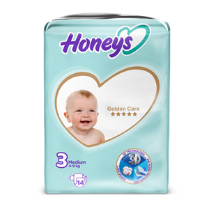 پوشک بچه هانیز سایز 3 بسته 14 عددی