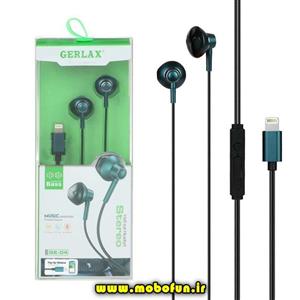 هندزفری باسیم GERLAX جرلکس با پورت آیفون مدل GE-04 اصلی سبز کد 30272