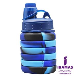 قمقمه سیلیکونی تاشو 0.5 لیتری رنگ آبی