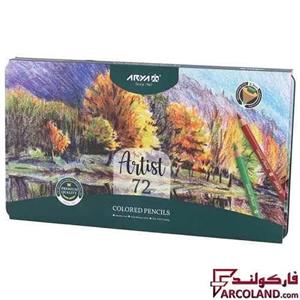 مداد رنگی 72 رنگ جعبه فلزی آریا مدل آرتیست کد 3905