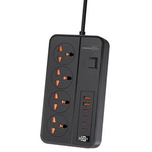 سیار و چند راهی برق همراه با آداپتور پرودو بلو مدل FWC034 ا Porodo Blue PB-FWCH034-BK 4 AC Power Strip (تک/عمده)