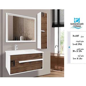 فول ست کابینت و روشویی به همراه آینه و باکس ماندگار سرام مدل 2084 سفید چوبی