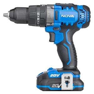 دریل پیچ گوشتی شارژی 20 ولت 50نیوتن متر 2سرعته دوباطری نووا مدل 7721