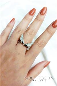 انگشتر زنانه برند وای اس ایکس مدل شاخ گوزن جواهری استیل رنگ‌ثابت باکیفیت