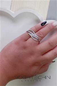 انگشتر زنانه برند فشن مدل جواهری دوانگشتی استیل  با کیفیت بالا
