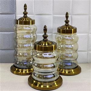 کندی باکس پذیرایی در 3رنگ آنتیک طلایی و نقره ای ساخت ایران جنس شیشه و فلز 