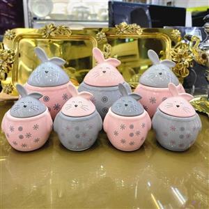 پاسماوری 7 پارچه مدل خرگوش طوسی صورتی هرمس