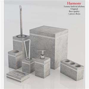 ست سرویس بهداشتی هفت پارچه هارمونی مدل رویا بتن طوسی کروم