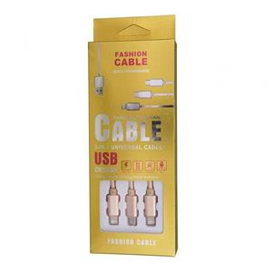 کابل USB فشن دارای 3 اتصال مناسب تمامی تبلت ها و موبایل ها کابل-FASHION CABLE طلایی