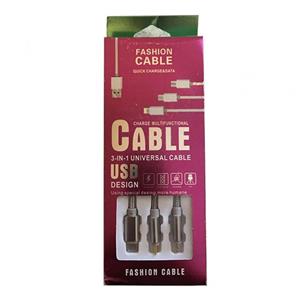 کابل USB فشن دارای 3 اتصال مناسب تمامی تبلت ها و موبایل ها کابل-FASHION CABLE طوسی