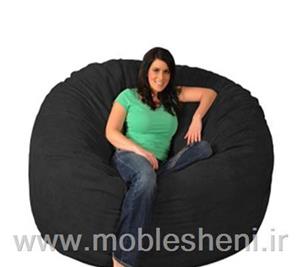 مبل راحتی شنی گرد، یونولیتی با پارچه مخمل مشکی