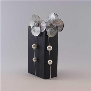 گوشواره میخی طرح گل نقره ای زنانه کد 3003 