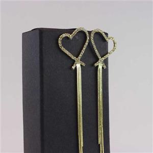 گوشواره نگینی طرح قلب طلایی زنانه کد 3006