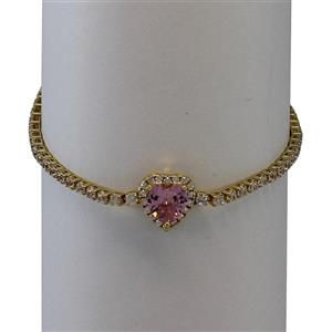 دستبند قلب صورتی فول نگینی زنانه کد 2024