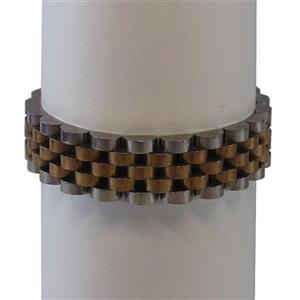 دستبند طرح رولکس Rolex دو رنگ نقره ای مسی مردانه کد 6004