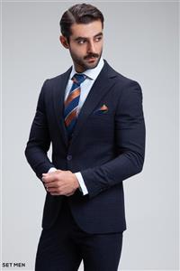 کت و شلوار مردانه دوتکه یقه انگلیسی تک دکمه دوچاک