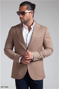 کت تک مردانه نیم آستر یقه بلیزر
