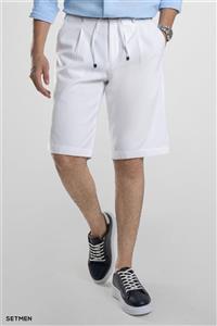 شلوارک لینن پیل دار کمر کش