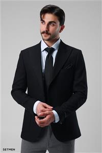 کت تک مردانه نیم آستر دو دکمه یقه ایتالیایی