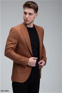 کت تک مردانه نیم آستر یقه انگلیسی تک دکمه دو چاک