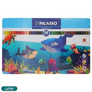 مداد رنگی 36 رنگ پیکاسو جعبه فلزی طرح اقیانوس کد GOL36-T