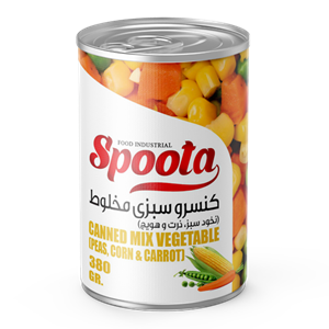 کنسرو مخلوط سبزیجات (نخود فرنگی، ذرت و هویج) اسپوتا ۳۸۰ گرمی