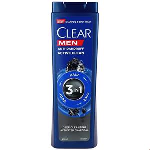 شامپو ضد شوره زغالی آقایان3 در 1 کلییر 400 میلی لیتری