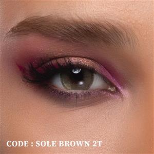 لنز چشم طبی رنگی سالانه رینبو sole brown 2t سری پیکون ( رنگ سبز عسلی دور مشکی)