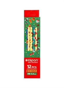 مداد مشکی HB الیپون طرح کریسمس (بسته 12 عددی)