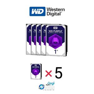 پک 5 عددی هارد دیسک 1 ترابایت وسترن دیجیتال مدل بنفش- ریفر - در حد نو