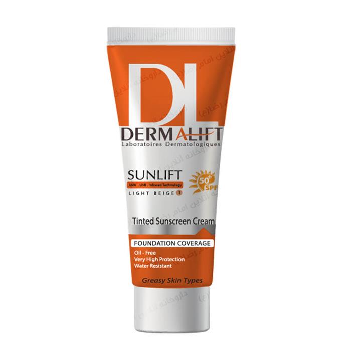 کرم ضد آفتاب رنگی پوست چرب بژ روشن درمالیفت 40ml