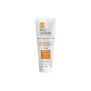 کرم ضدآفتاب SPF60 مناسب پوست‌های نرمال تا خشک بژ طبیعی حجم 40 میل پرودرما