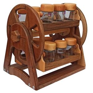 ست جا ادویه ای چوبی 12پارچه آغاج