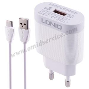 شارژر دیواری الدینیو مدل A303Q به همراه کابل تبدیل USB-C
