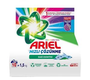 پودر ماشین لباسشویی آریل Ariel رایحه نسیم کوهستان مناسب لباس‌ های رنگی و سفید وزن 1.5 کیلوگرم